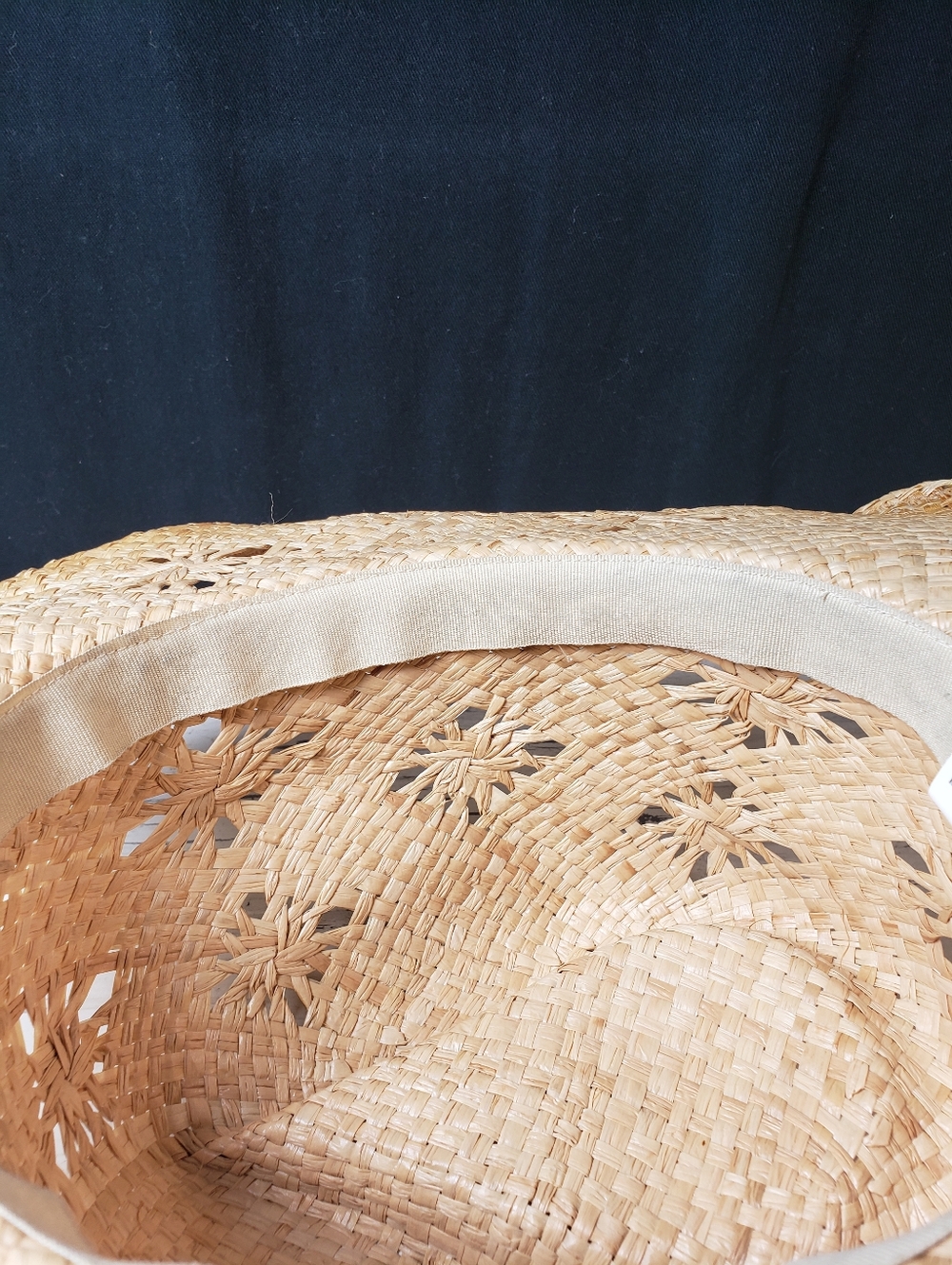 Distressed Style Straw Cowboy Hat with Faux Turquoise Beaded Hatband - OS Unisex - Picture 10 of 14
